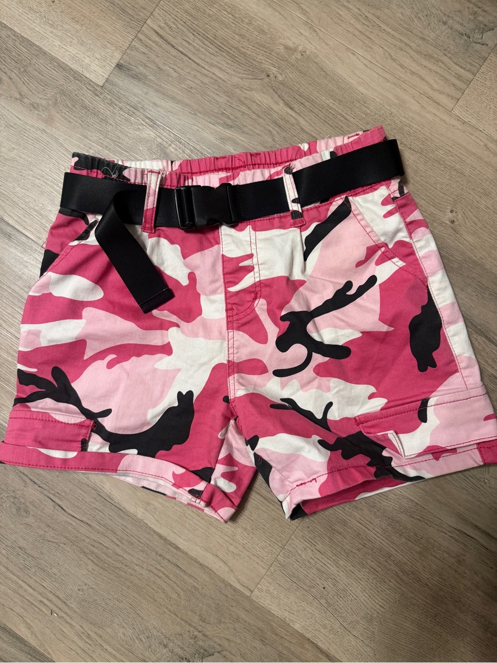 Pink Camo Women’s Utility Shorts with Belt